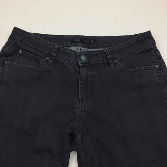 PRANA Dark Gray Wash Organic Cotton Blend 5 Pocket Logo Hardware Denim Jeans - Picture 4 of 10
